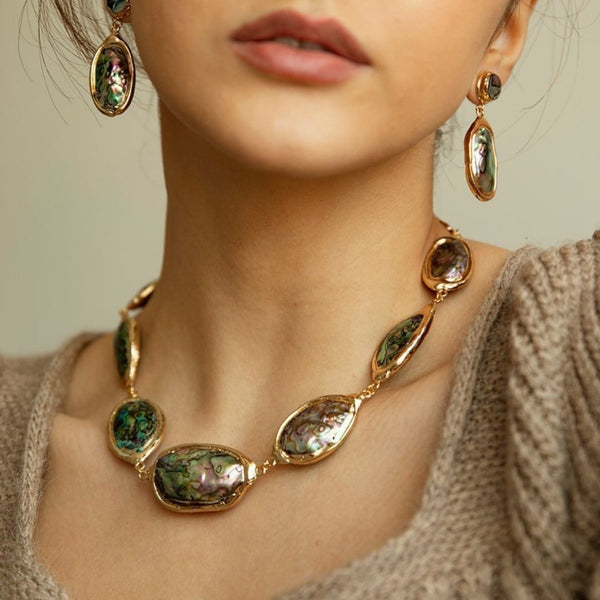 Ula 18K Gold Plated Abalone Necklace - idPearl